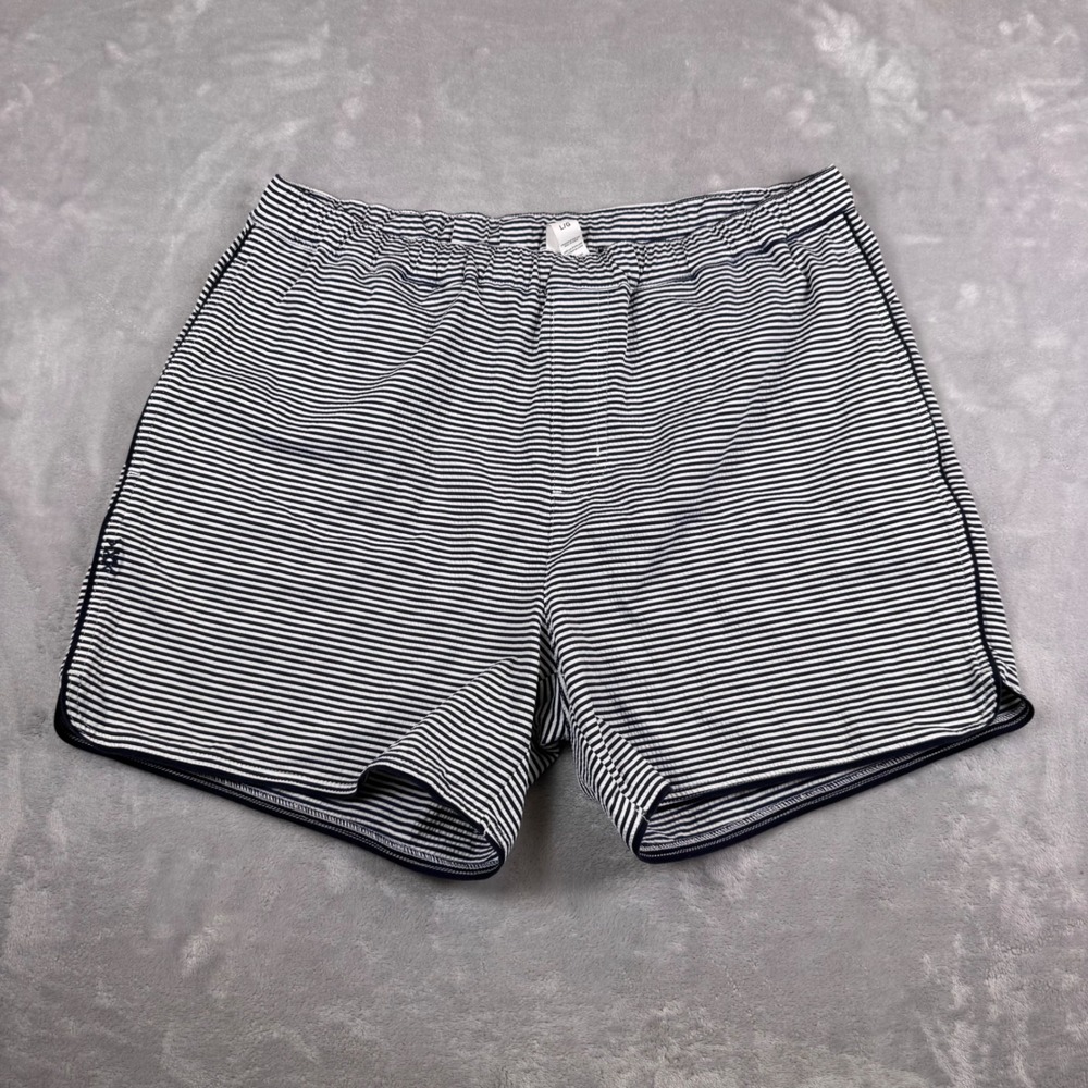 Rhone Mens Seersucker Striped Shorts Navy White Elastic Waist Nautical Size L